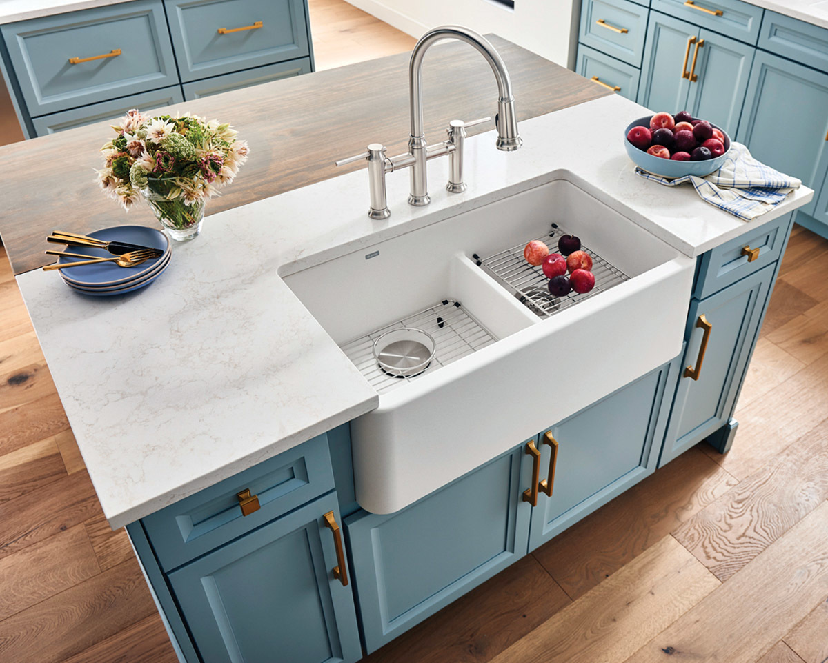 Blanco ikon 33 inch apron 1 3 4 bowl with low divide