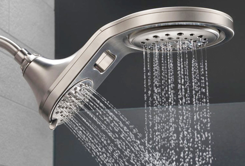 Faucets - Delta Faucet Co. HydroRain Two-in-One Shower Head