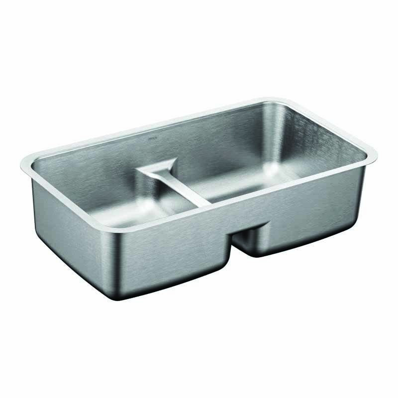 Moen low-profile divide stainless steel sinks