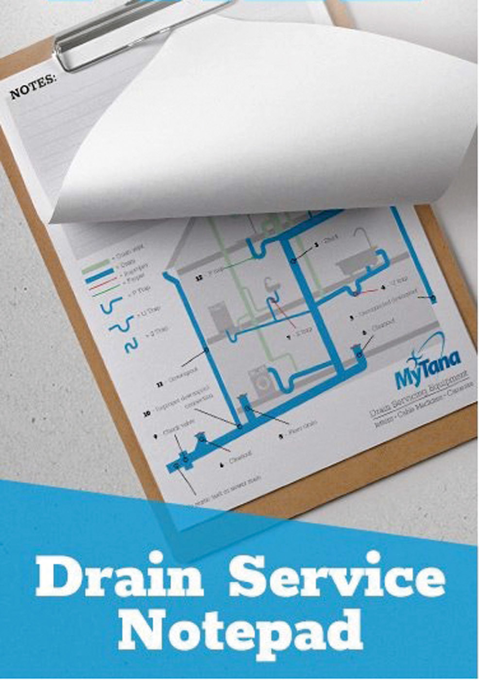 MyTana Mfg. Drain Service Notepad