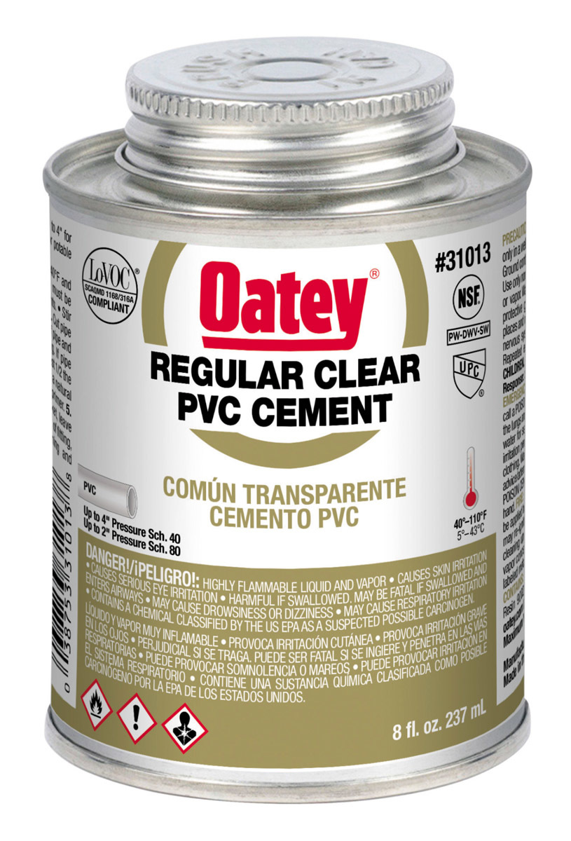 Oatey pvc regular bodied fast set clear cement