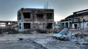 Destroyed building natural disaster