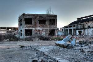 Destroyed building natural disaster